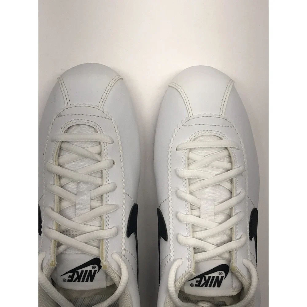 Nike Cortez Basic Sneakers White Black Lace Up Low Youth Size 4.5